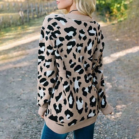 ๐Tan Cheetah Animal Print V Neck Sweater! - Picture 2 of 6